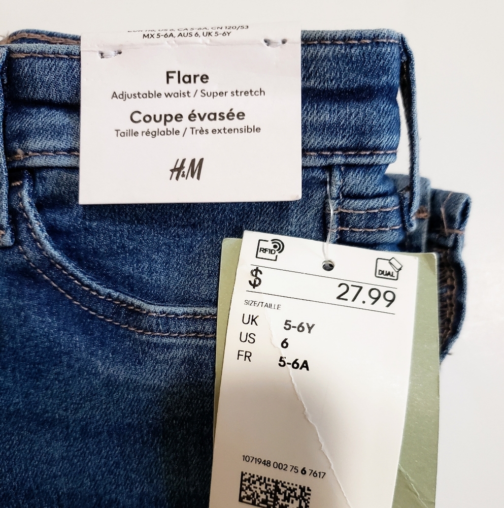 H&M Flare, adjustable waist, super stretch jeans